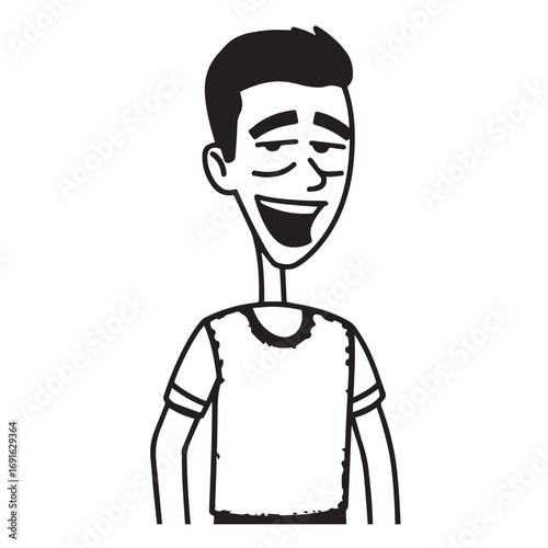 Handsome Man Black and White Illustration Vector Image Male Portrait Fashion Sketch Line Art Design	
