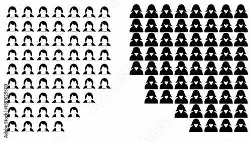 Diverse group of people icons symbolizing community, teamwork, and representation in modern design