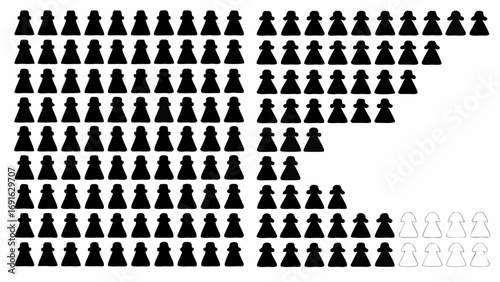 Diverse group of figures in silhouette representing individuality and community unity