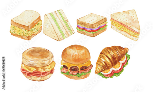 Watercolor Sandwiches Elements 01