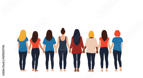 Diverse group of women holding hands, showcasing unity and support for global community initiatives