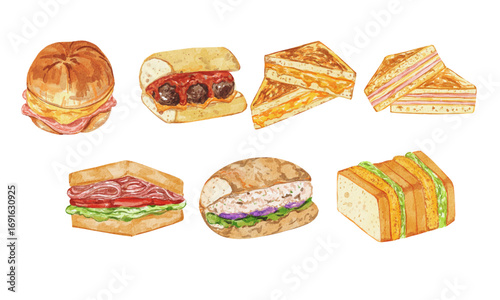 Watercolor Sandwiches Elements 03