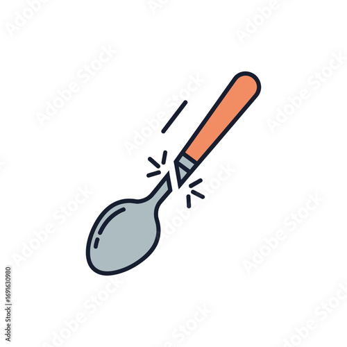 Broken spoon vector icon isolated on white background
