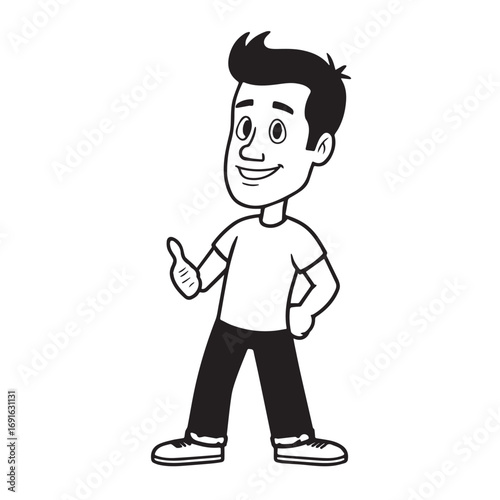 Handsome Man Black and White Illustration Vector Image Male Portrait Fashion Sketch Line Art Design	
