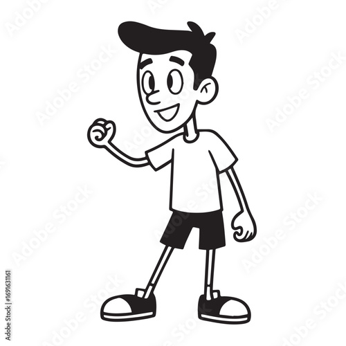 Handsome Man Black and White Illustration Vector Image Male Portrait Fashion Sketch Line Art Design	
