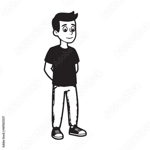 Handsome Man Black and White Illustration Vector Image Male Portrait Fashion Sketch Line Art Design	
