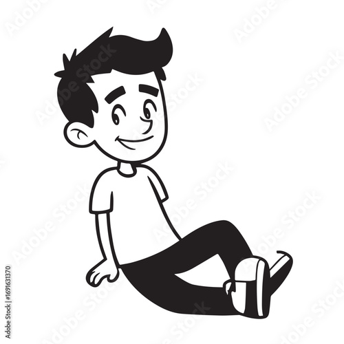 Handsome Man Black and White Illustration Vector Image Male Portrait Fashion Sketch Line Art Design	
