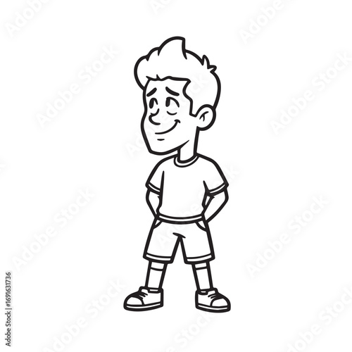 Handsome Man Black and White Illustration Vector Image Male Portrait Fashion Sketch Line Art Design	
