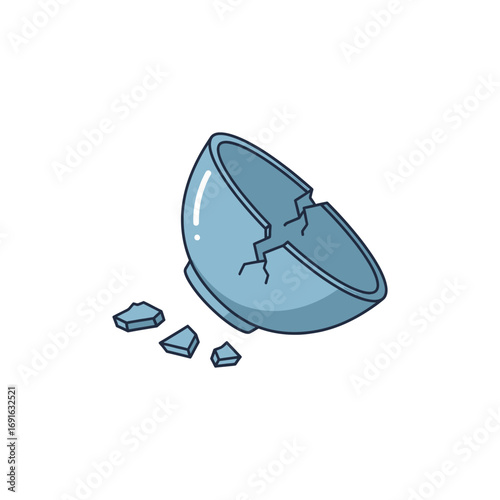 vector illustration of a broken bowl falling due to an earthquake