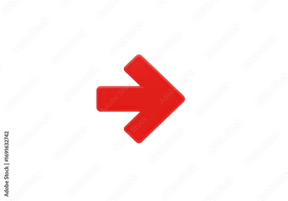 Fototapeta premium Vivid Red Three Dimensional Arrow Pointing Right