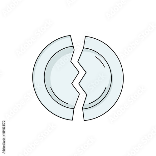 Vector illustration of broken plate, design of household appliances damaged by earthquake