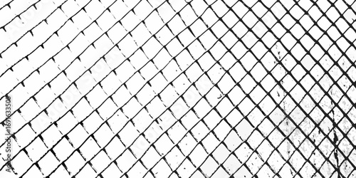Grungy black and white abstract background texture of a chain link fence pattern
