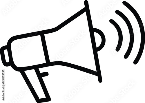 Simple line art of loudspeaker with sound waves illustration design