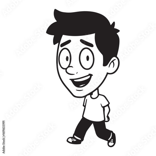 Handsome Man Black and White Illustration Vector Image Male Portrait Fashion Sketch Line Art Design	
