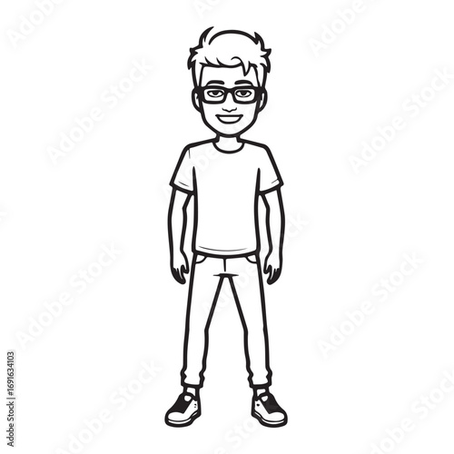 Handsome Man Black and White Illustration Vector Image Male Portrait Fashion Sketch Line Art Design	
