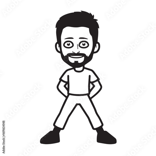 Handsome Man Black and White Illustration Vector Image Male Portrait Fashion Sketch Line Art Design	
