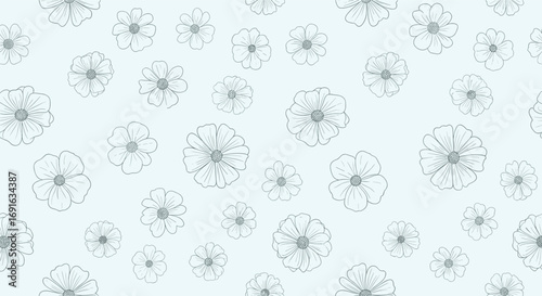 Elegant floral pattern with delicate outlines for spring freshness and timeless design applications