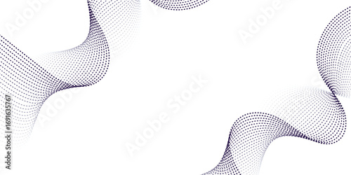 A clean white background with flowing wave patterns created by dotted lines, forming a modern abstract design. The curved grid-like dots shift in density, creating a sense of motion and depth, perfect
