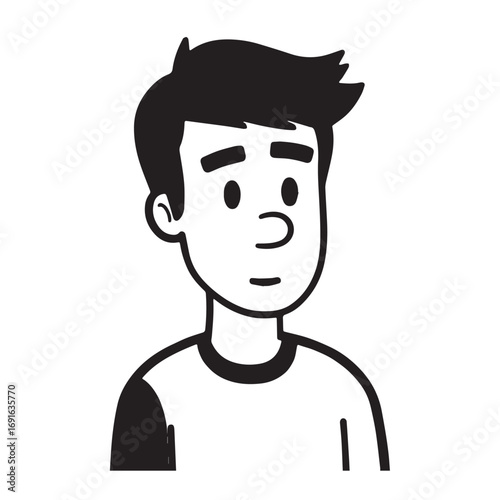 Handsome Man Black and White Illustration Vector Image Male Portrait Fashion Sketch Line Art Design	
