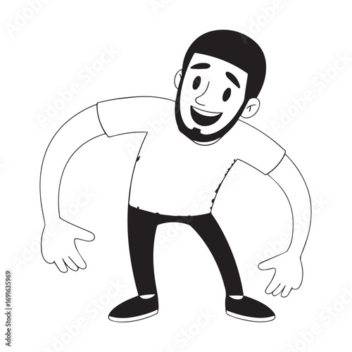 Handsome Man Black and White Illustration Vector Image Male Portrait Fashion Sketch Line Art Design	
