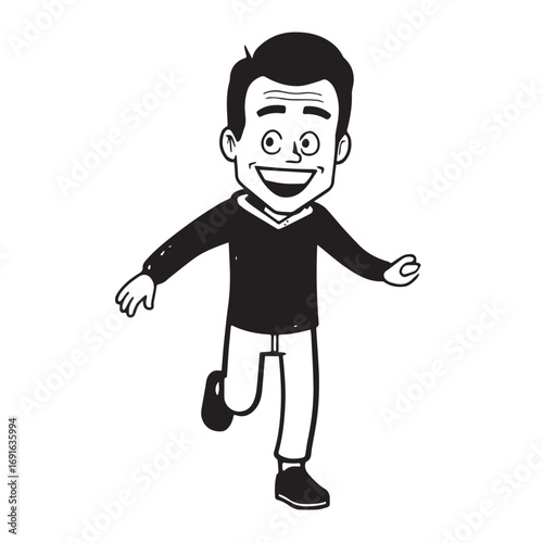 Handsome Man Black and White Illustration Vector Image Male Portrait Fashion Sketch Line Art Design	
