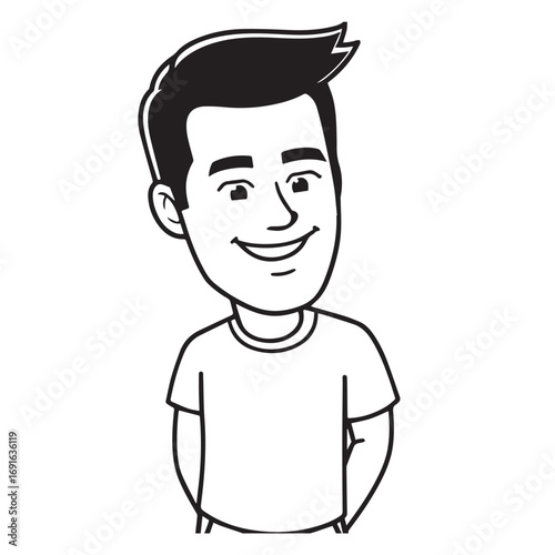 Handsome Man Black and White Illustration Vector Image Male Portrait Fashion Sketch Line Art Design	
