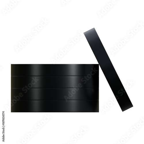 High-quality 3D illustration of a stack of black metal weight plates symbolizing durability