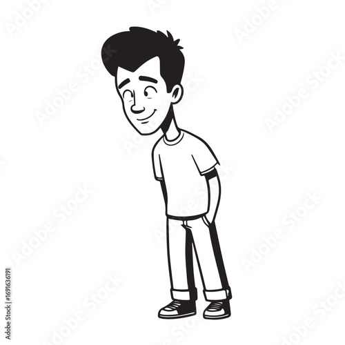Handsome Man Black and White Illustration Vector Image Male Portrait Fashion Sketch Line Art Design	
