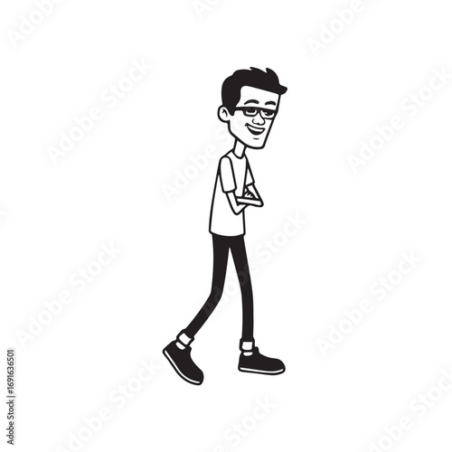 Handsome Man Black and White Illustration Vector Image Male Portrait Fashion Sketch Line Art Design	
