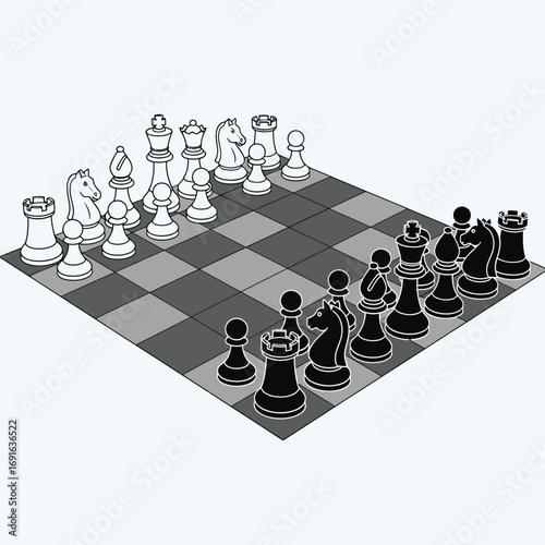 Professional vector of a chessboard with pieces