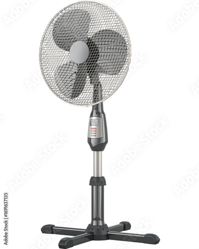 Standing Pedestal Electric Fan, transparent background
