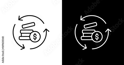 Cash Flowwhite Icon Set Design
