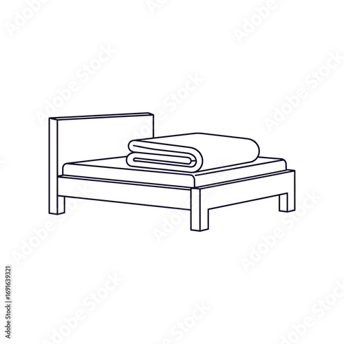 Vector illustration of a blanket on a comfortable bed in a bedroom interior