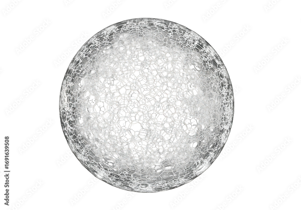 Obraz premium Intricate Spherical Structure with Detailed Cellular Pattern and Subtle Shading.