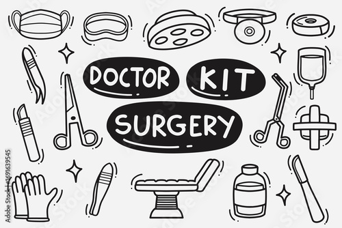 set of surgery doodle good for background, wallpaper, element design, icon, etc