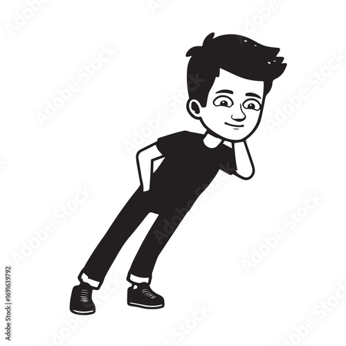Handsome Man Black and White Illustration Vector Image Male Portrait Fashion Sketch Line Art Design	