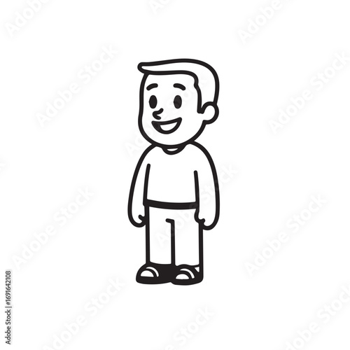 Handsome Man Black and White Illustration Vector Image Male Portrait Fashion Sketch Line Art Design	