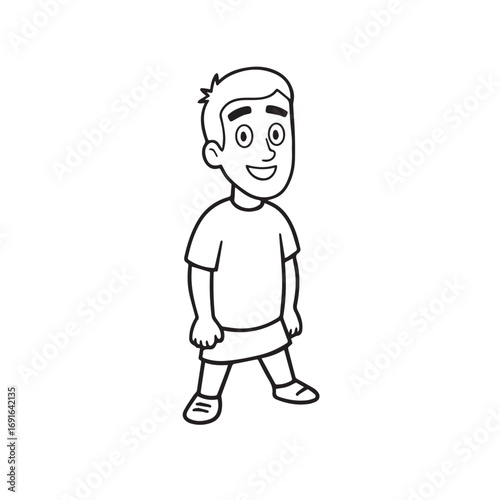 Handsome Man Black and White Illustration Vector Image Male Portrait Fashion Sketch Line Art Design	