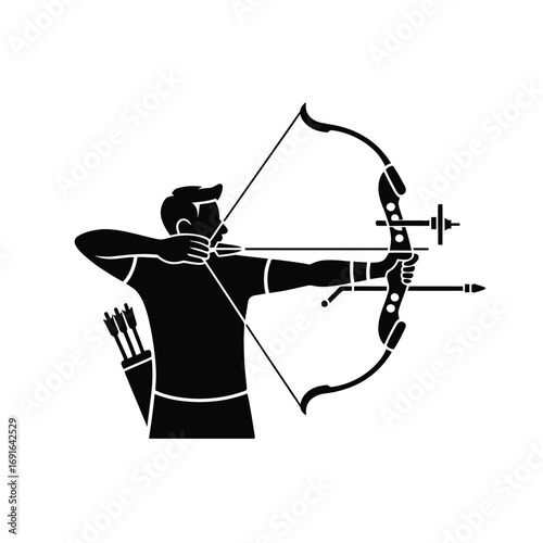 Archer drawing bow aiming arrow archery sport