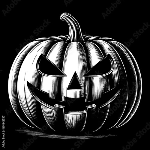 Halloween pumpkin. Vector illustration isolated on black background