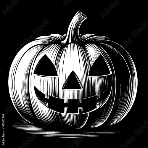 Halloween pumpkin. Vector illustration isolated on black background