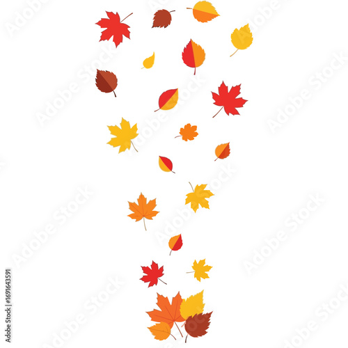 Colorful Autumn Leaves Falling Down Vector Illustration