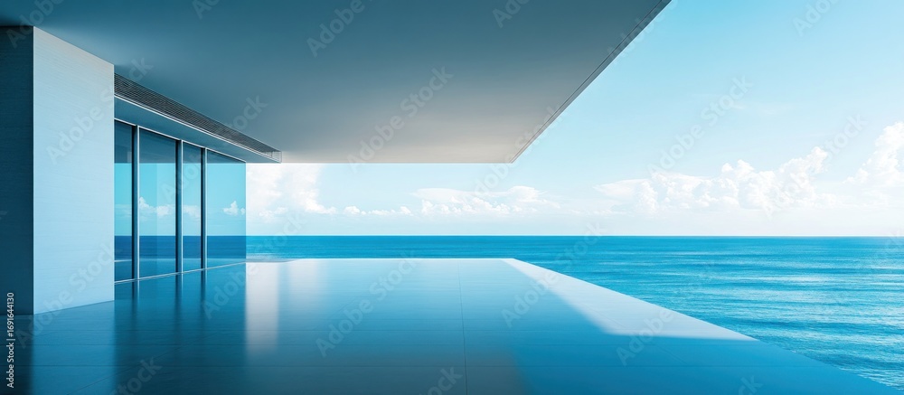 Obraz premium Modern beachfront infinity pool overlooking the ocean