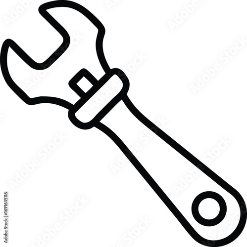 Simple openend wrench tool outline for engineering and repair work