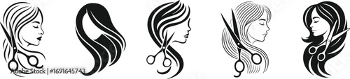 Set of haircut logo design, vector illustration.