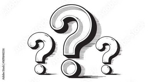 Engraved Question Marks: Vector Graphic for Inquiry & Question Concepts