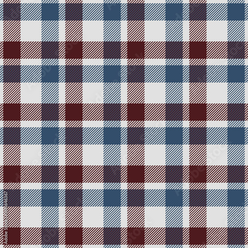 Seamless blue color check pattern. Repeating patern plaid. Checkered design for prints. Repeated tartan fabric. Vector scottish fabriс. Ekose texture. Madras flannel. Checker line. Stripe gingham
