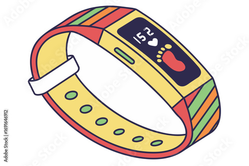 Colorful fitness tracker with heart and footprint icon