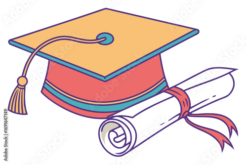 Graduation cap and diploma