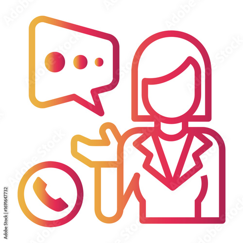 secretary Line Gradient Icon
